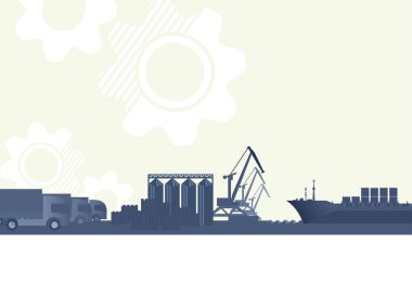 Deniz Liman altyapı simgesi. Kargo işlemleri illüstrasyon için sınırları.