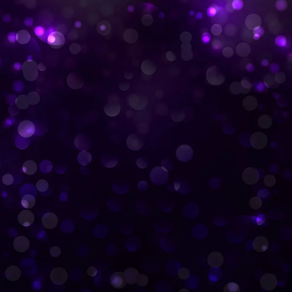 Verschwommener dunkler Bokeh-Hintergrund mit weichen lila und rosa Farben. Weihnachtsbeleuchtung — Stockvektor