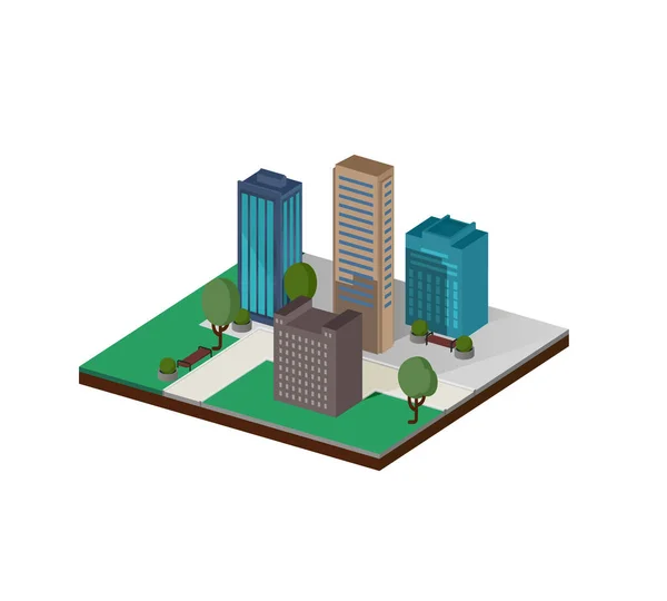 Isometric City Icon Skyscraper Model Business Buildings Real Estate Icon — Stock Vector