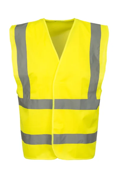ปิดด้านหน้าของเสื้อกั๊กความปลอดภัยสีเหลือง — ภาพถ่ายสต็อก