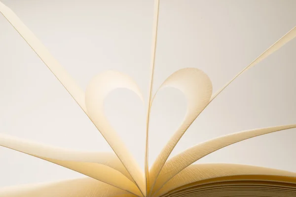 Boek met blanke pagina's vormen een hart vorm — Stockfoto