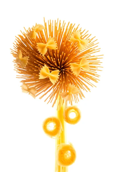 Pasta Espaguetis Marrones Retorcida Para Formar Una Forma Flor Circular —  Fotos de Stock