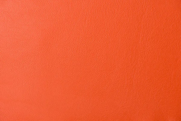 Close up of a section of a orange leather swatch showing grain and a shaft of light across