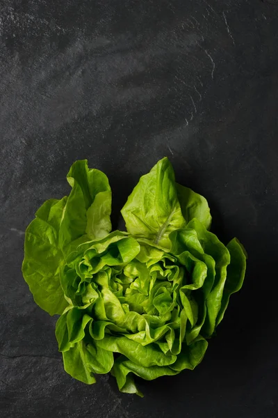 Salatkopf auf einer dunkelgrauen Steinoberfläche — Stockfoto
