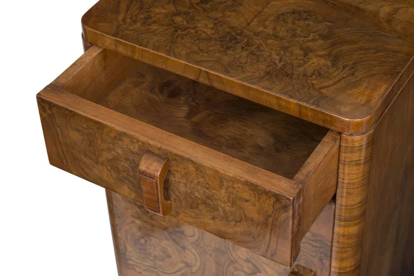 Open Drawer of a Vintage Wooden Bedside Nightstand — Stock Photo, Image