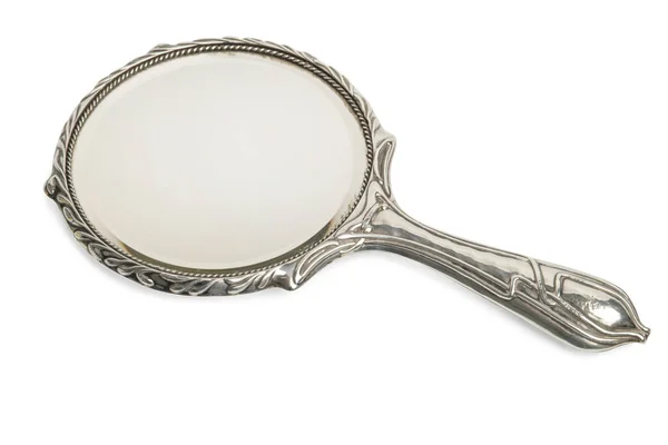 Antique Silver Hand Mirror Cut Out — Stock Photo, Image