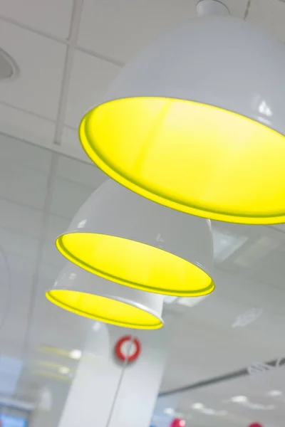 Group of Pendant Lamps with Yellow Lighting