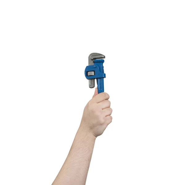 Kezében egy kis pipe wrench Vágógörbe — Stock Fotó