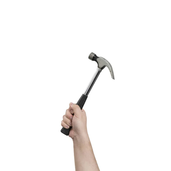 Hand Holding a Steel Hammer with Clipping Path — Stock Photo, Image