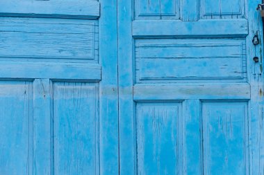 Bir kapı arka plan için mavi ahşap yüzeyine
