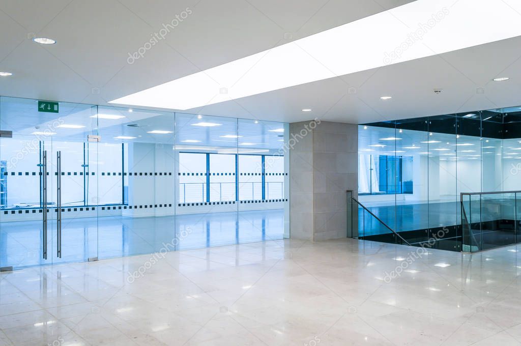 Wide view of empty office space