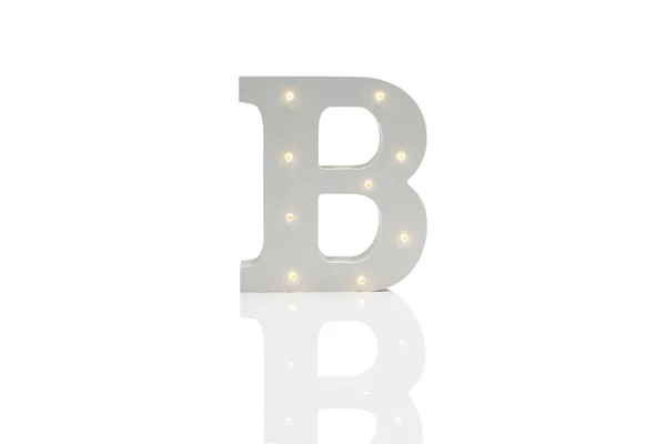 Dekoratif harf B with beyaz Backgrou üzerinde katıştırılmış Led ışıkları — Stok fotoğraf