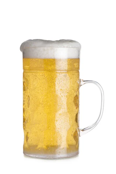 ビールでいっぱいの背の高いグラス マグカップの排気切替器 — ストック写真