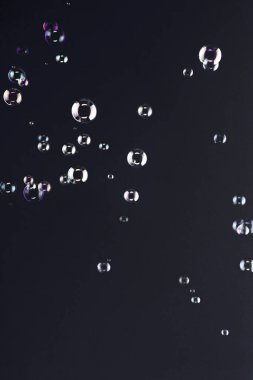 Sabun köpüğü bir siyah arka plan üzerinde yüzen