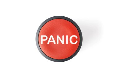 Kırmızı dairesel panik basma düğmesi dışarı kesmek