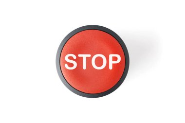 Kırmızı dairesel Stop basma düğmesi dışarı kesmek