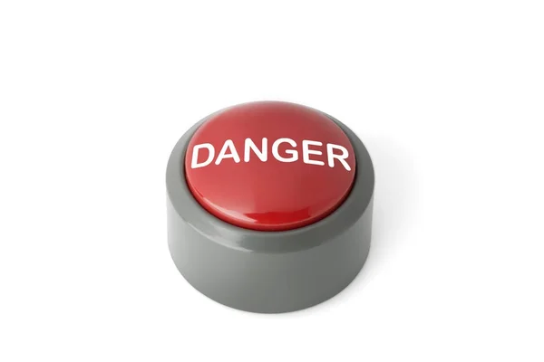 Червона кругла кнопка з міткою'Небезпека' — стокове фото