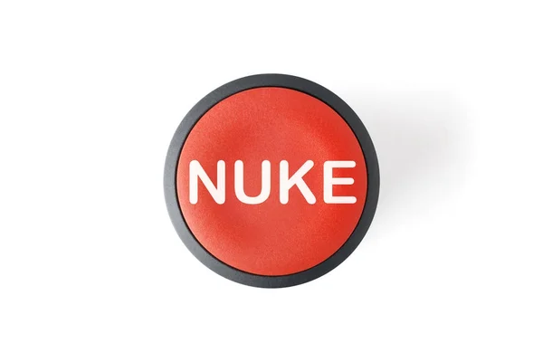 Cortado del botón de lanzamiento de armas nucleares circulares rojas — Foto de Stock