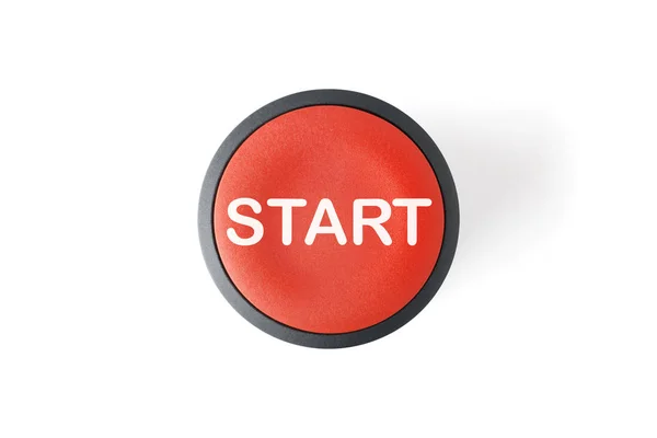 Corte de um botão de início circular vermelho — Fotografia de Stock