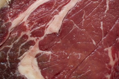 Arkaplan için çiğ et veya et yüzeyinin makro görüntüsü