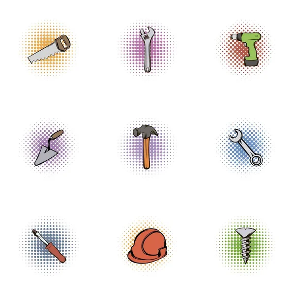 Conjunto de iconos de construcción, estilo pop-art — Vector de stock