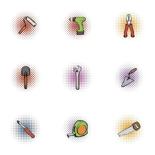 Repair icons set, pop-art style — Stock Vector