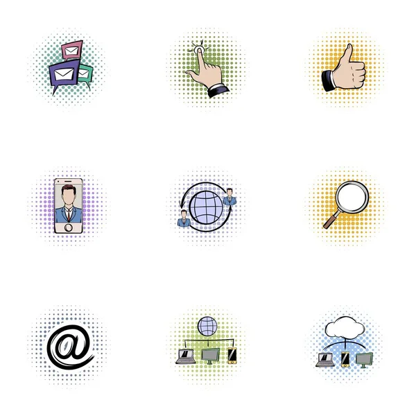 Data protection icons set, pop-art style