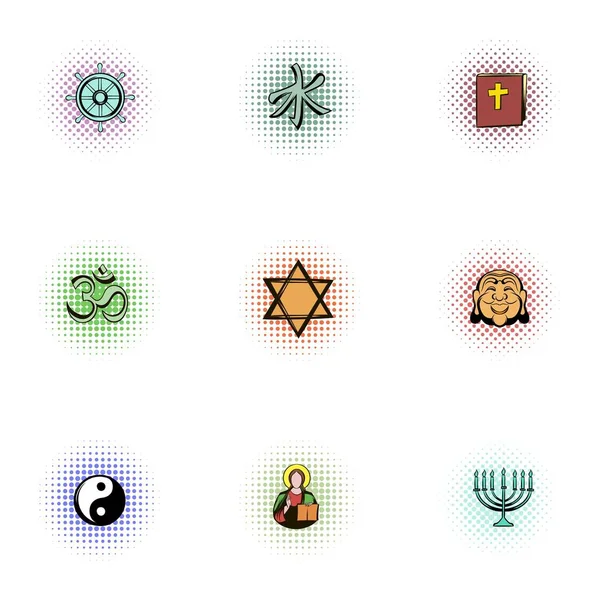 ポップアートのスタイルの宗教アイコン設定 — ストックベクタ
