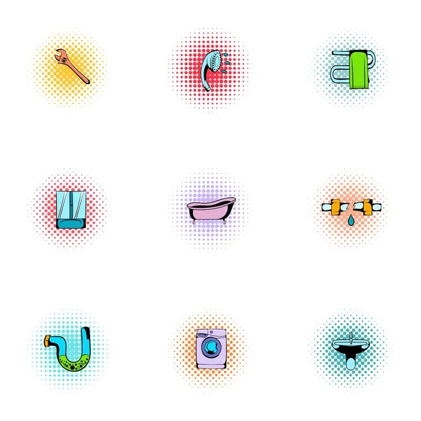 Toilet icons set, pop-art style — Stock Vector