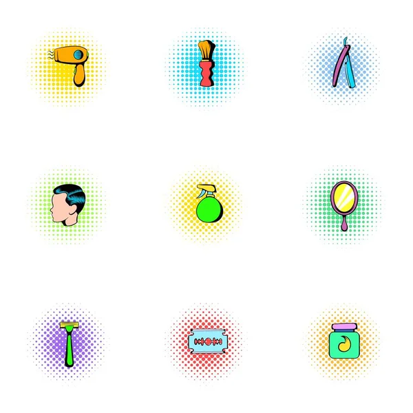 Set de iconos de salón, estilo pop-art — Vector de stock