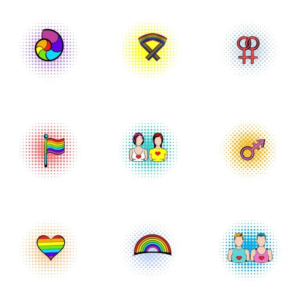 Conjunto de iconos de minorías de género, estilo pop-art — Vector de stock