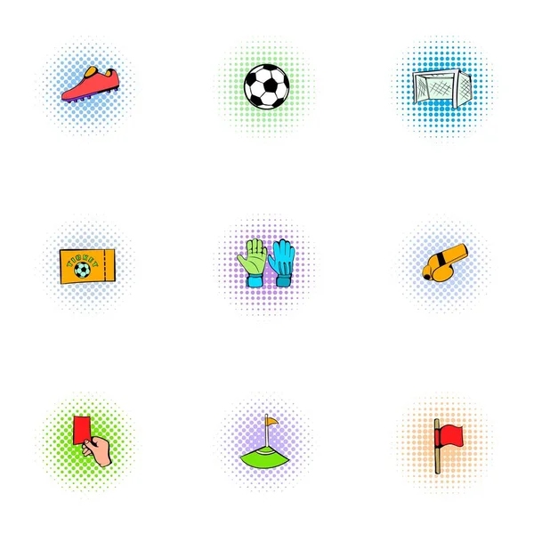 Fußball-Ikonen-Set im Pop-Art-Stil — Stockvektor