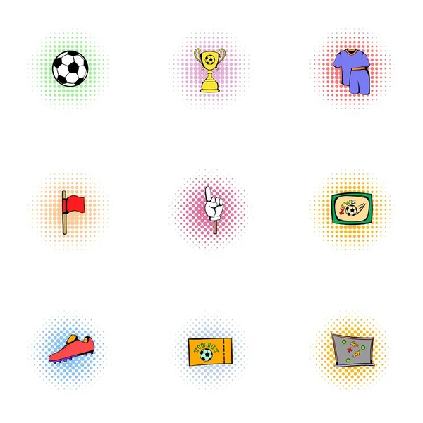 Wettbewerb Fußball-Ikonen gesetzt, Pop-Art-Stil — Stockvektor