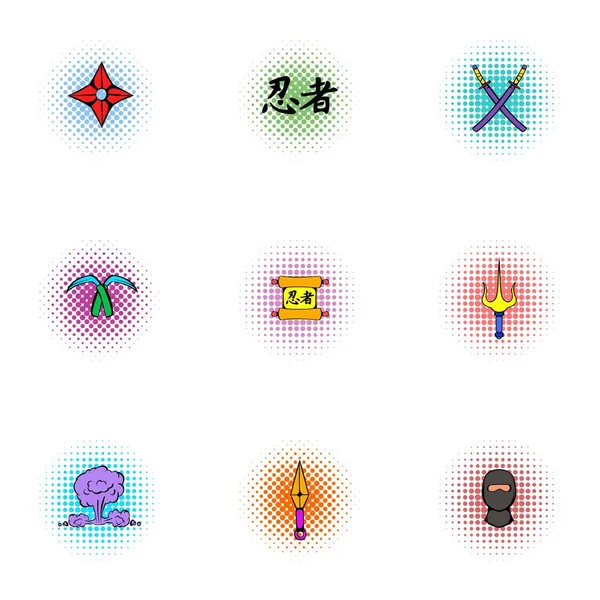 Conjunto de ícones de escoteiro, estilo pop-art — Vetor de Stock