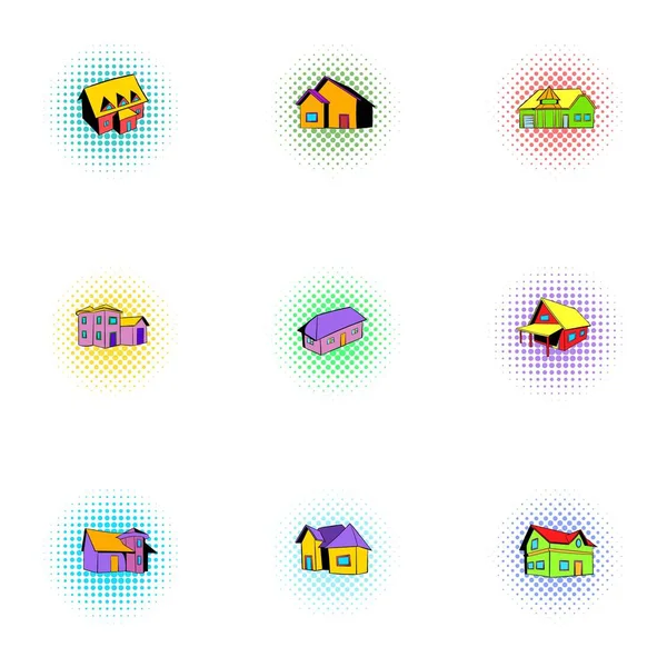 Conjunto de iconos de construcción, estilo pop-art — Vector de stock