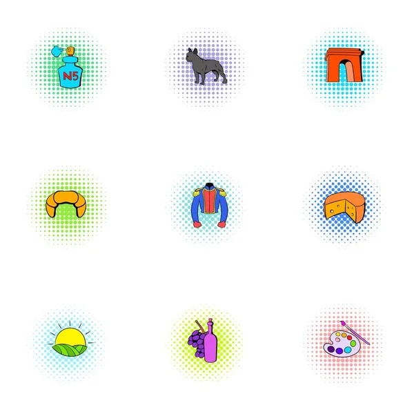 Fransa Cumhuriyeti Icons set, popüler sanat tarzı — Stok Vektör