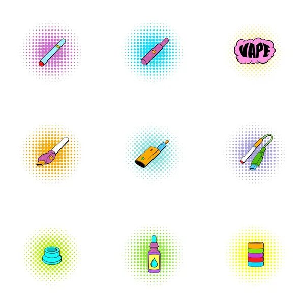 Ensemble d'icônes de cigarette électronique fumeur — Image vectorielle