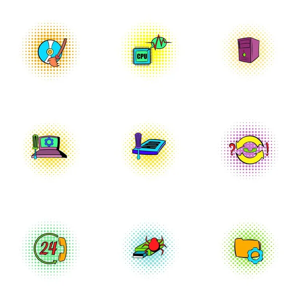 Hacker ikony set, ve stylu pop-art — Stockový vektor