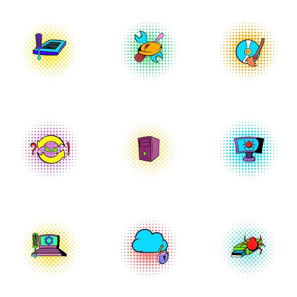 Conjunto de iconos de virus, estilo pop-art — Archivo Imágenes Vectoriales