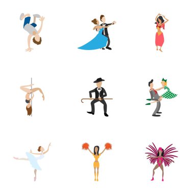 Icons set dans, karikatür tarzı