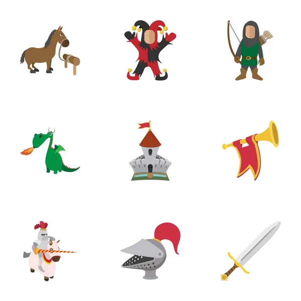 Şövalye Icons set, karikatür tarzı — Stok Vektör