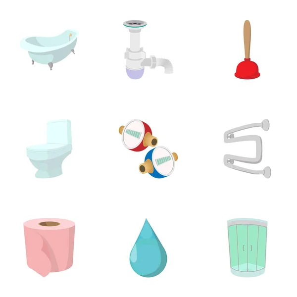 Toilet iconen set, cartoon stijl — Stockvector