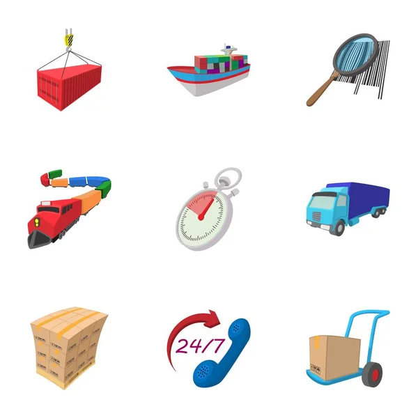 Conjunto de iconos de envío, estilo de dibujos animados — Vector de stock