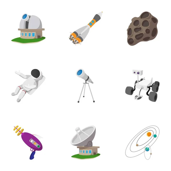 Universum iconen set, cartoon stijl — Stockvector