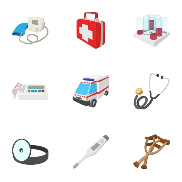 Conjunto de ícones de diagnóstico, estilo cartoon —  Vetores de Stock
