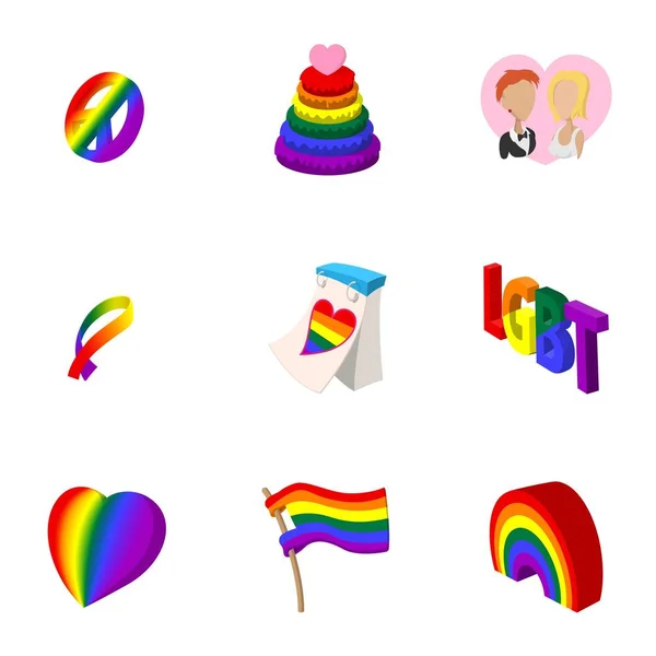 LGBT Icons set, karikatür tarzı kültür — Stok Vektör