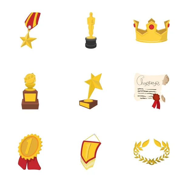 Conjunto de ícones do campeonato, estilo cartoon — Vetor de Stock