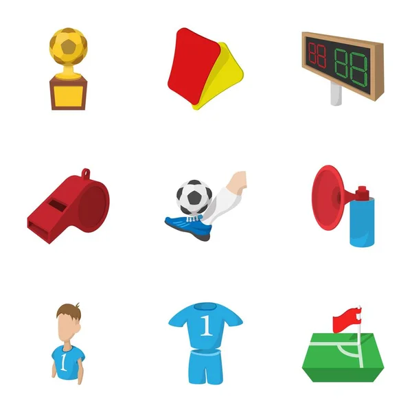 Спортивные футбольные иконы, мультяшный стиль — стоковый вектор