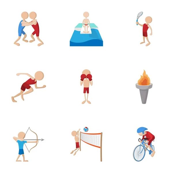 Verschillende sport iconen set, cartoon stijl — Stockvector