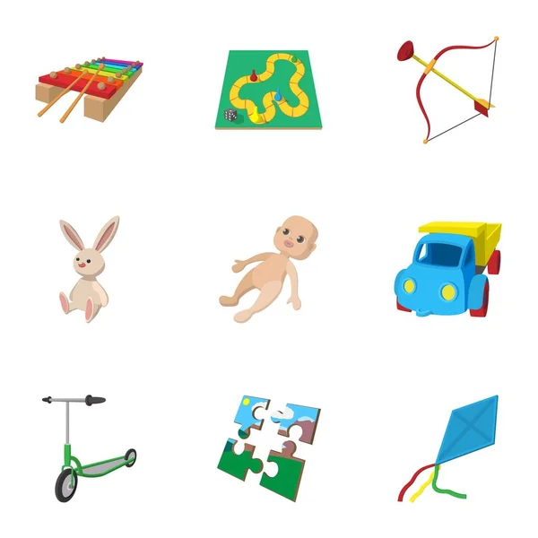 Gyermek játék ikonok beállítása, rajzfilm stílusú — Stock Vector